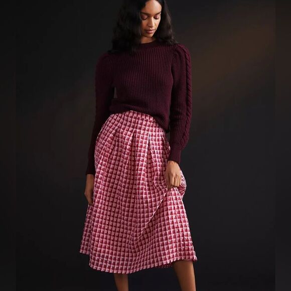 Anthropologie Dresses & Skirts - NWT Eva Franco Textured Plaid Midi Skirt